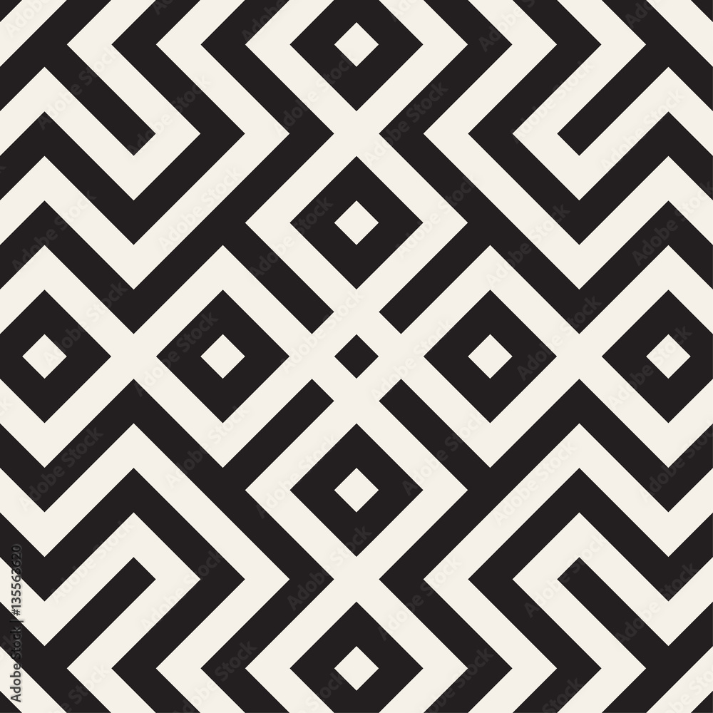 Ethnic Ornament Native Lines Stylish Print. Vector Seamless Black and White Pattern