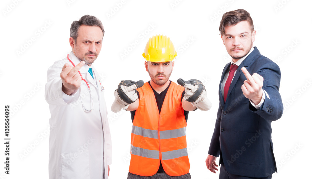 Group of successful people acting rude and offensive Group of successful people acting rude and offensive