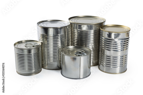 metal cans on a white background.