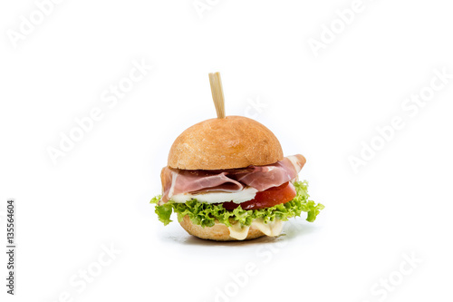 small hamburger canapes on white