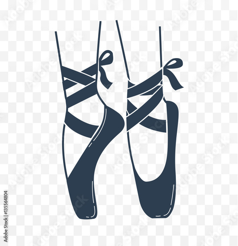 Icon ballerinas feet on pointes black and white illustration