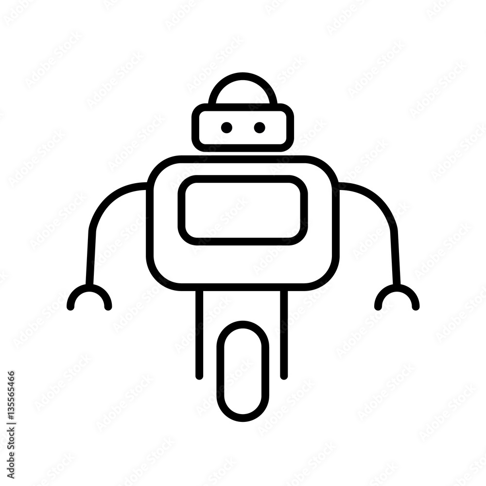 Symbol of Personal Droid Thin line Icon of Future Technology. Stroke Pictogram Graphic for Web Design. Quality Outline Vector Symbol Concept. Premium Mono Linear Beautiful Plain Laconic Logo