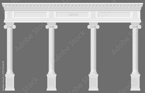Murais de parede Antique white colonnade with Ionic columns