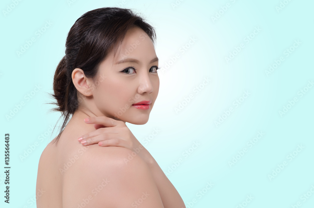 Portrait of Beautiful Asian women on pastel background Portrait of Beautiful Asian women on pastel background