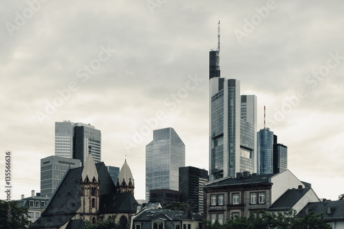 Skyline with skyscrapers - Germany, Frankfurt am Main, financial district, downtown