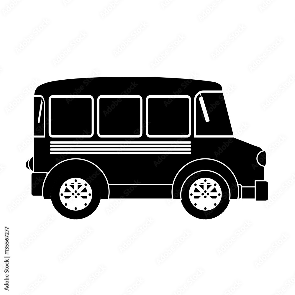 monochrome silhouette with transport bus vector illustration