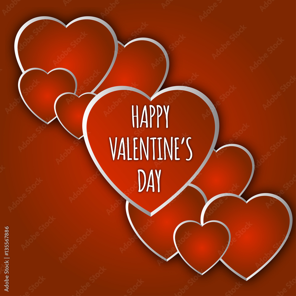 vector card for Valentine's Day heart volume