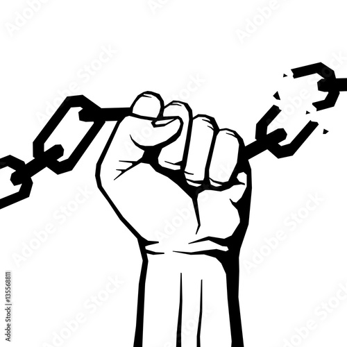 Breaking chain protest, rebel vector poster