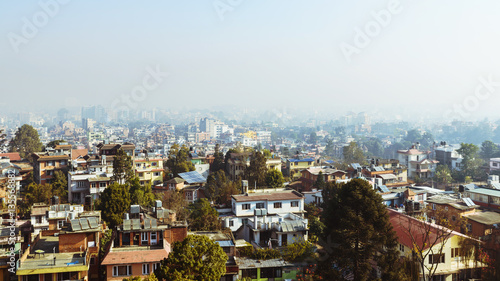 Fototapeta Naklejka Na Ścianę i Meble -  View of Patan and Kathmandu by a misty morning, in Nepal
