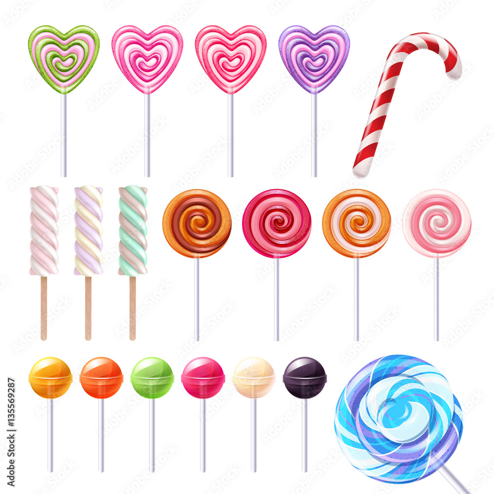 Big lollipops set vector illustration. Big lollipops set vector illustration.