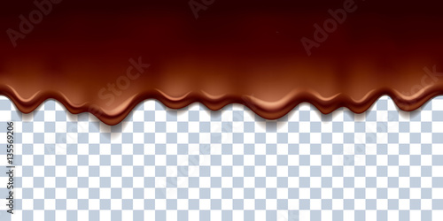 Melted flowing chocolate drips border vector illustration.