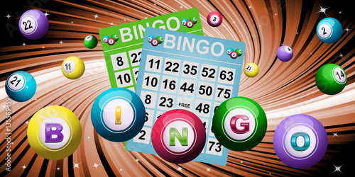 Bingo background with tickets and balls