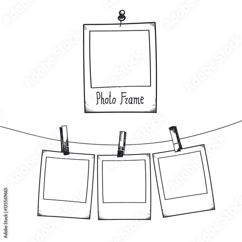 Vector hand drawn doodle illustration of retro photo frame.