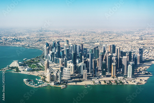 Aerial view of Doha in Qatar photo