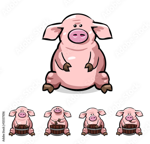 ute cartoon pigs set