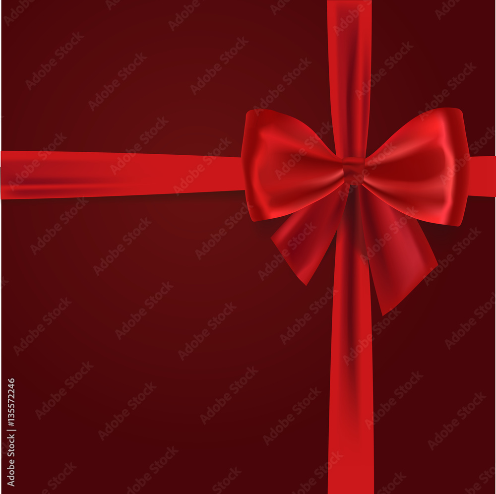 Realistic red satin vector bow on white background. Realistic red satin vector bow on white background.