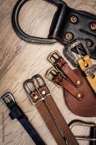 Group of leather belts