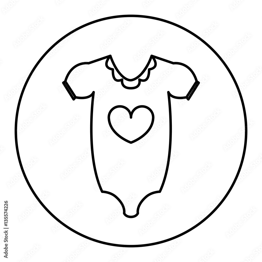 monochrome contour with baby pijama in round frame vector illustration monochrome contour with baby pijama in round frame vector illustration