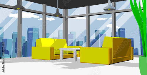 Yellow sofa in meeting room