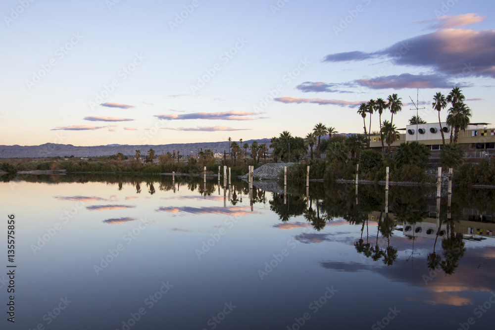 Fototapeta premium Desert marina harbor at the Salton Sea in the California desert
