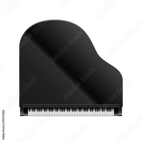 Black grand piano top view, vector, isolated on white