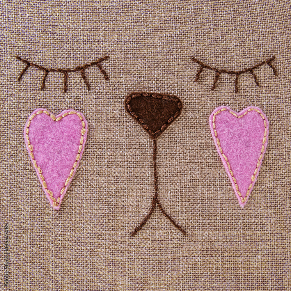 textile background with handmade embroidery