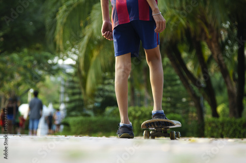 Photography kid play skateboard