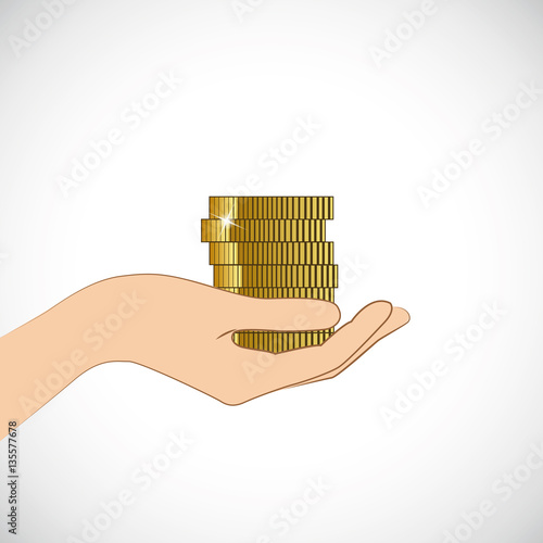 hand reicht geld goldmünzen