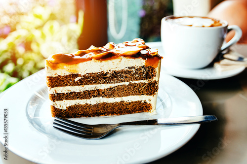 delicious cake and a cup of coffee