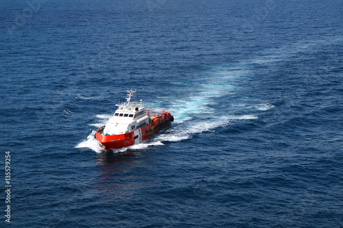 Supply boat transfer cargo to oil and gas industry
