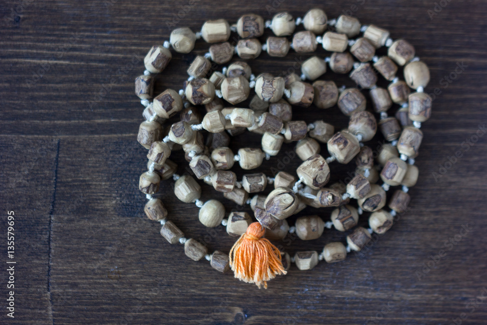Japa mala rosary hinduism and buddism rosary made from tulsi tree for