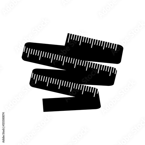 black silhouette with measuring tape vector illustration