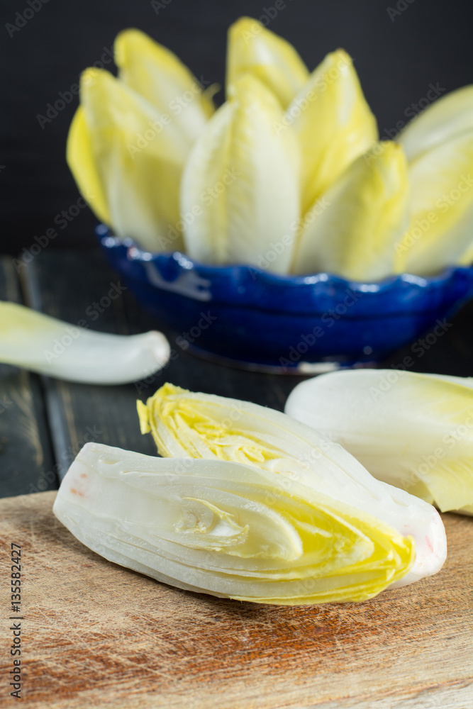 Fresh and healthy Chicory (witloof) Salad on a plate. Dietary meal. Fresh and healthy Chicory (witloof) Salad on a plate. Dietary meal.