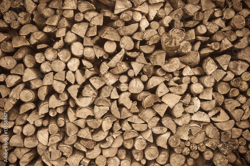 Brown wood pile background texture pattern