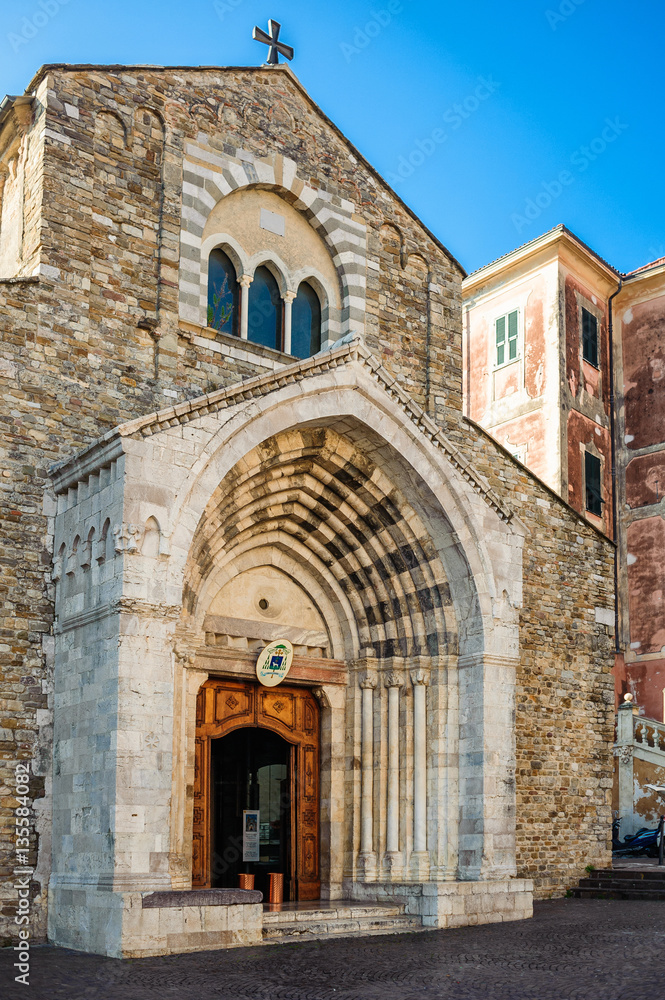 View of the church in the ancient town of Ventimiglia. Italy.