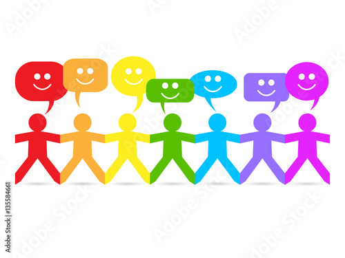 Paper People Happy Speech Bubbles