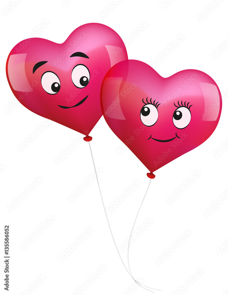 Heart balloons in love - isolated vector illustration on white background. Heart balloons in love - isolated vector illustration on white background.