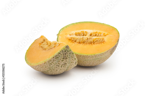 Honey melon isolated on white with clipping path