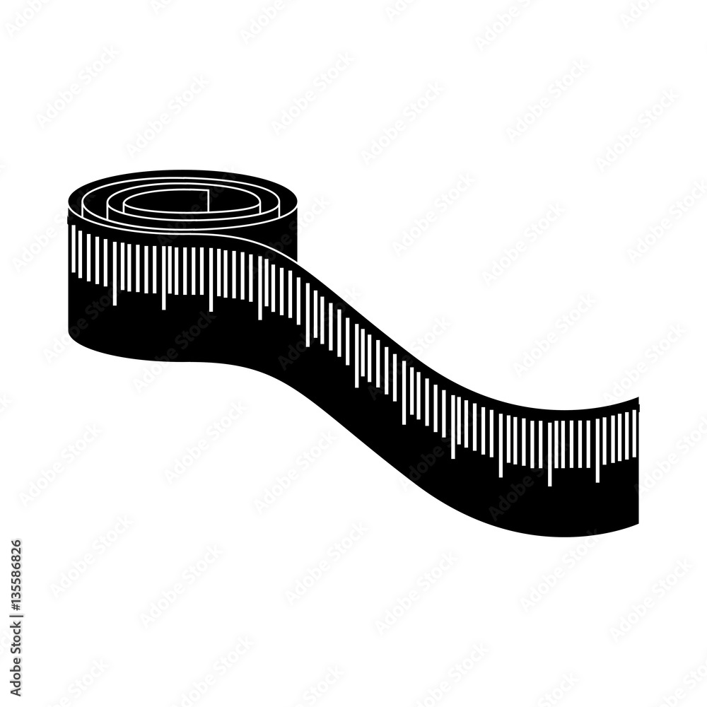 monochrome silhouette with measure tape vector illustration Stock