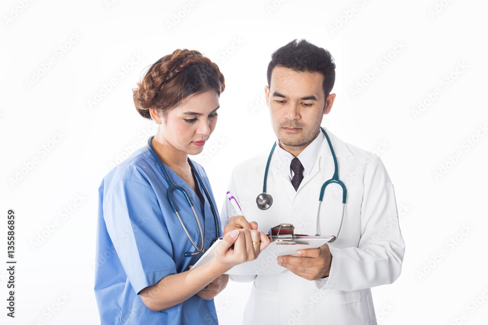 Doctor and Nurse portrait, heathcare concept ,isolated on white blackground Doctor and Nurse portrait, heathcare concept ,isolated on white blackground