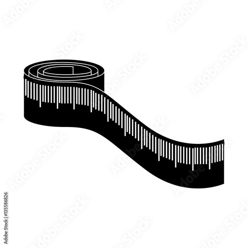 monochrome silhouette with measure tape vector illustration