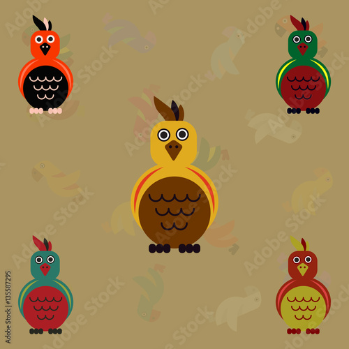 Cockatoo set, Parrots collection