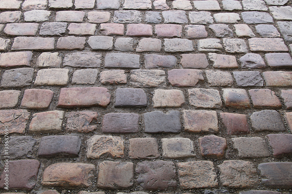 The texture of the street stone and cobblestone