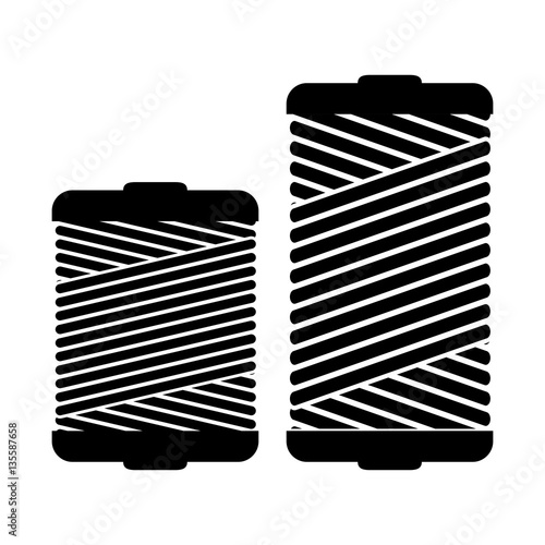 monochrome silhouette with thread spool pair vector illustration