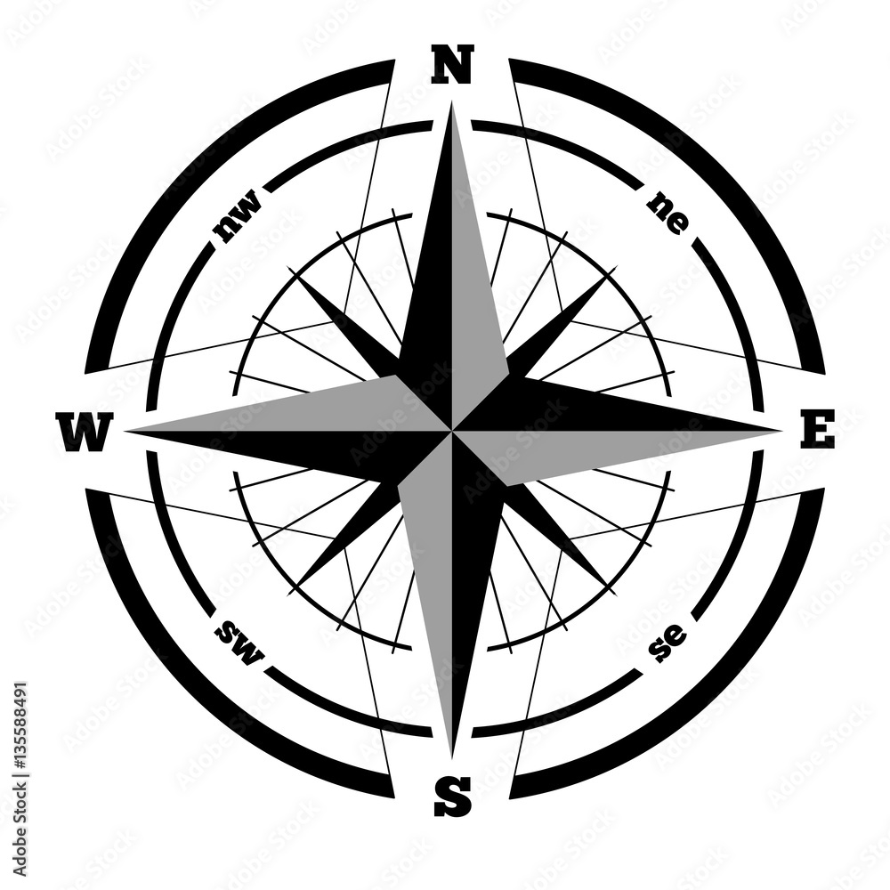 Compass wind rose hand drawn design element Compass wind rose hand drawn design element
