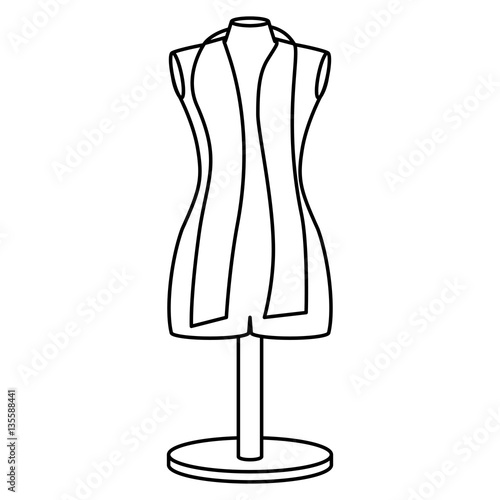 monochrome contour manikin tailor shop design vector illustration
