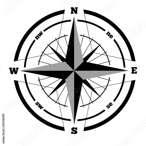 Compass wind rose hand drawn design element