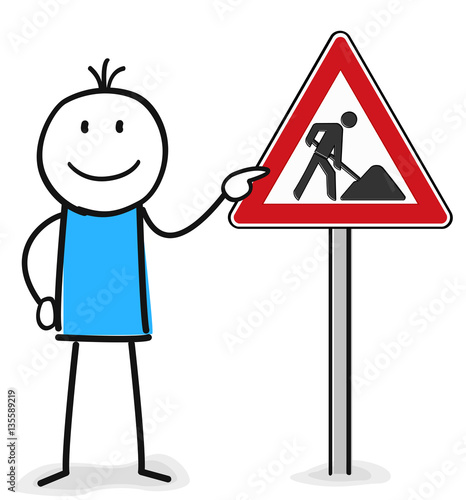 Bauarbeiten Schild zeigt die Figur
