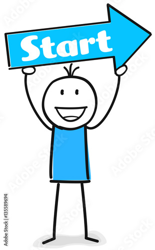 Figur mit Pfeil auf dem Start steht