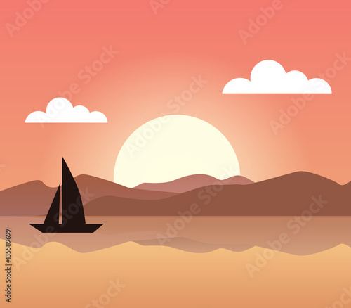 Sailing. Beautiful nature. Sunset